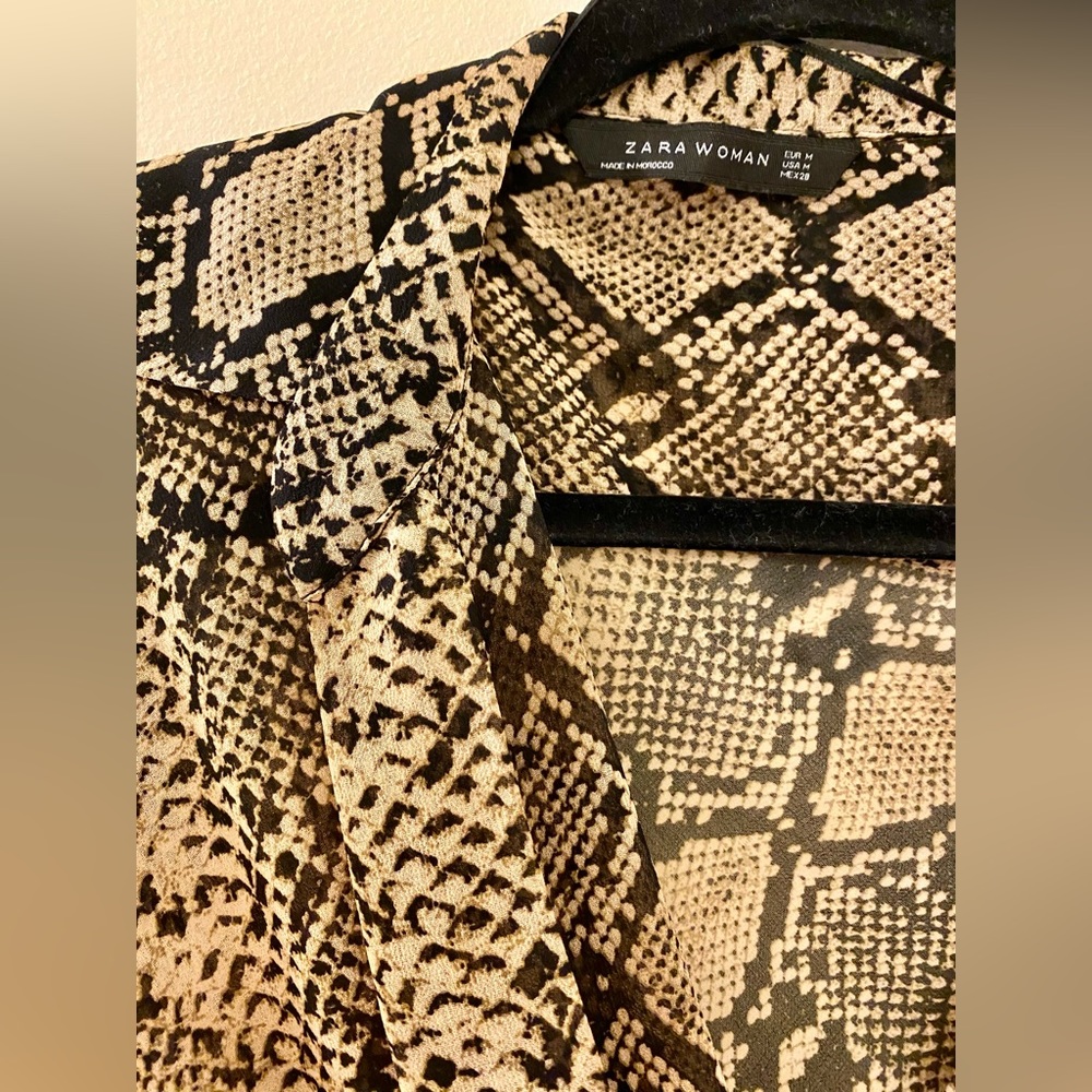 Zara Snake Python Drape Wrap Blouse - image 2